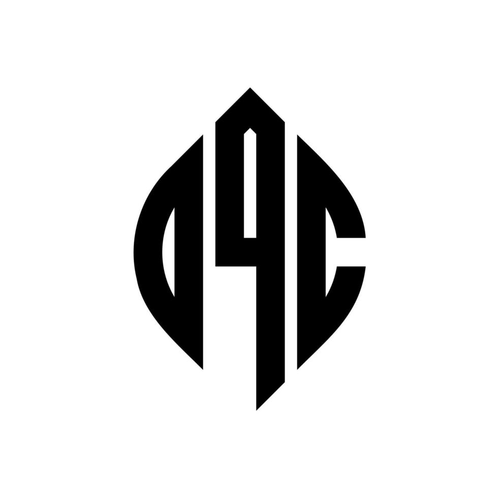 OQC circle letter logo design with circle and ellipse shape. OQC ellipse letters with typographic style. The three initials form a circle logo. OQC Circle Emblem Abstract Monogram Letter Mark Vector. vector