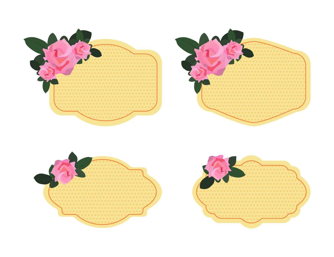 etiqueta vintage con conjunto de flores rosas vector