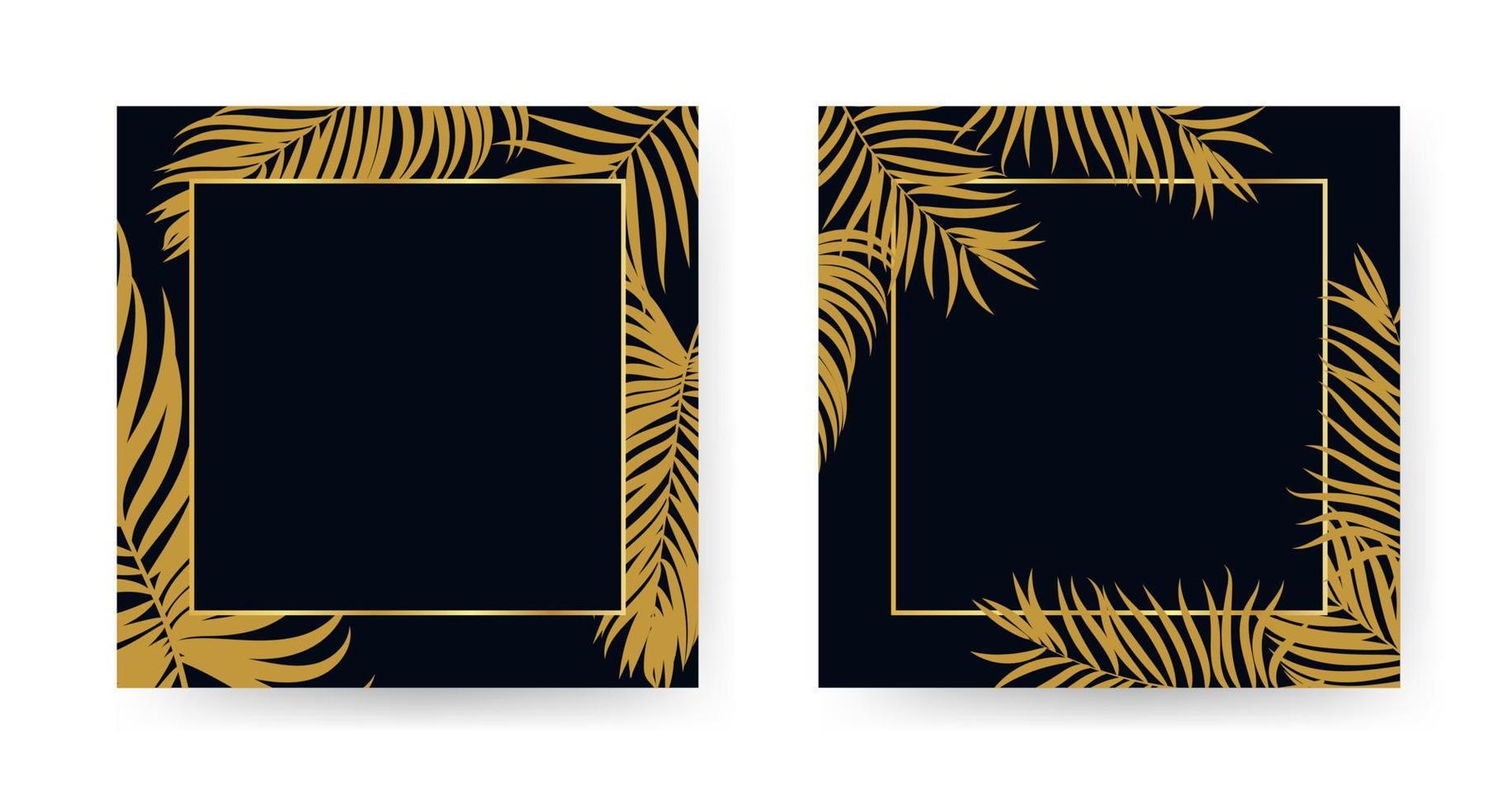 Invitation templates with palm leaves set vector