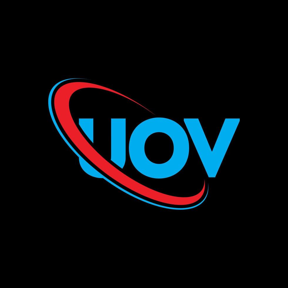 UOV logo. UOV letter. UOV letter logo design. Initials UOV logo linked with circle and uppercase monogram logo. UOV typography for technology, business and real estate brand. vector
