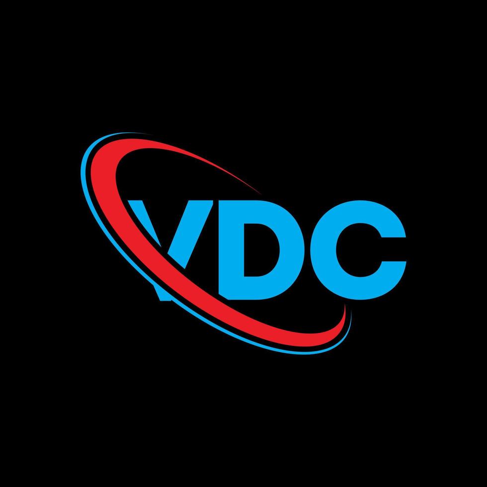 logotipo de vcc. letra vdc. diseño del logotipo de la letra vdc. logotipo de las iniciales vdc vinculado con un círculo y un logotipo de monograma en mayúsculas. tipografía vdc para tecnología, negocios y marca inmobiliaria. vector