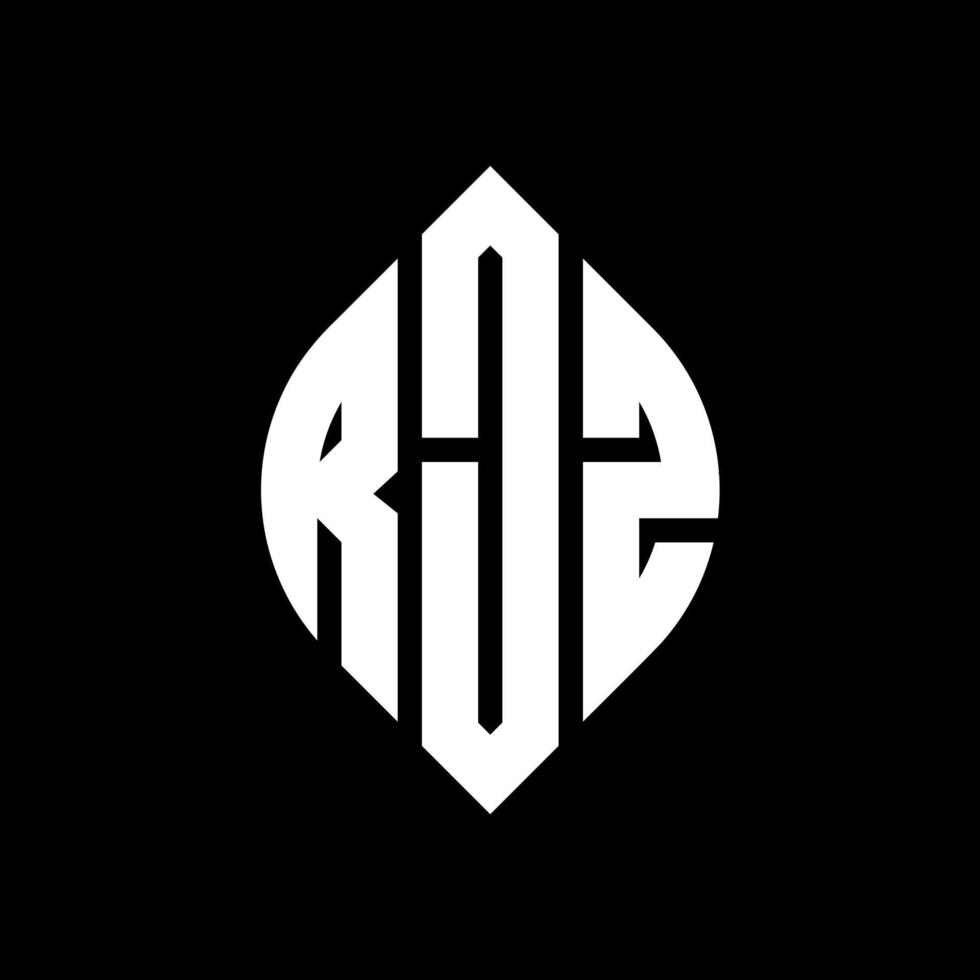 RJZ circle letter logo design with circle and ellipse shape. RJZ ellipse letters with typographic style. The three initials form a circle logo. RJZ Circle Emblem Abstract Monogram Letter Mark Vector. vector