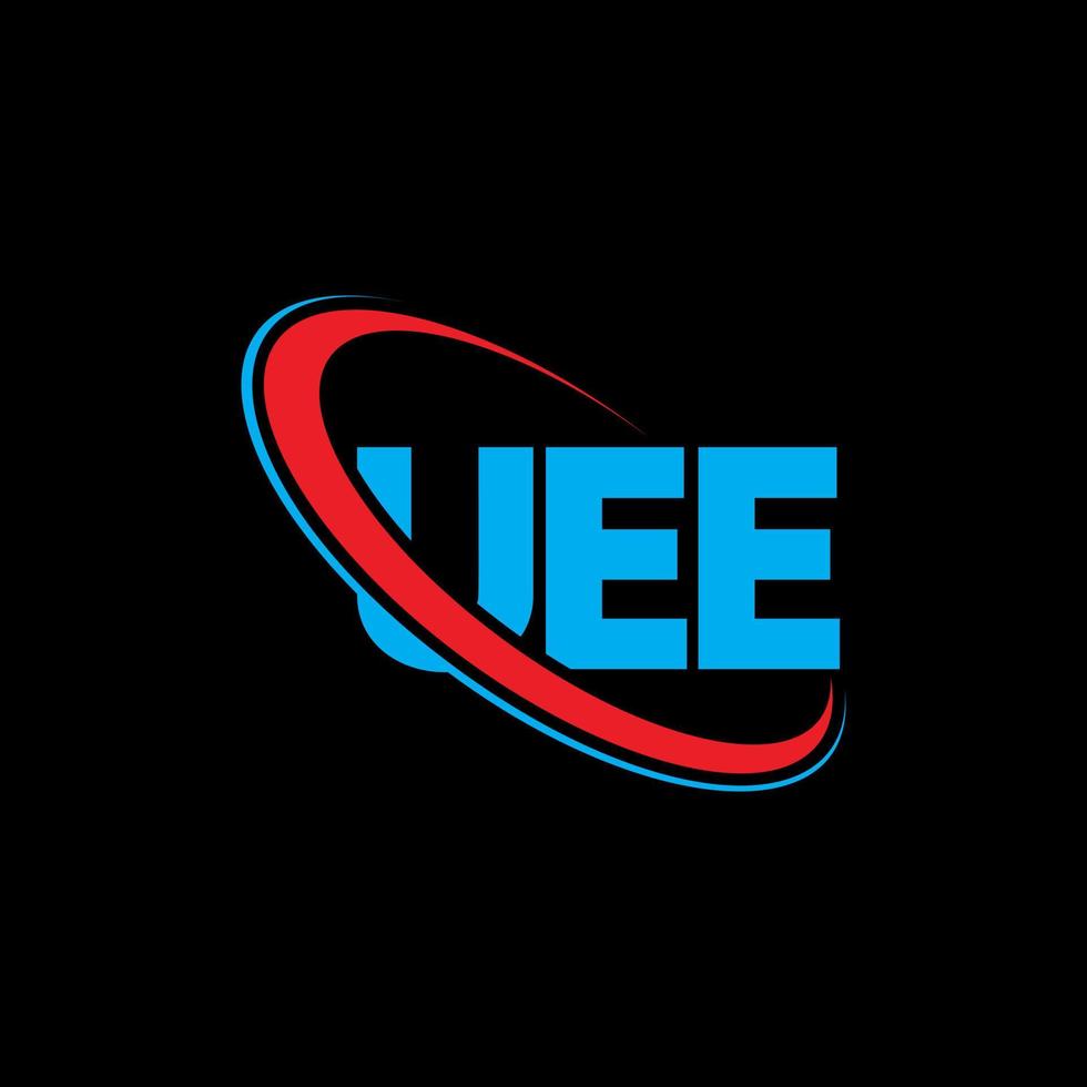 logotipo de la UEE. letra ue. diseño del logotipo de la letra uee. logotipo de las iniciales uee vinculado con un círculo y un logotipo de monograma en mayúsculas. tipografía uee para tecnología, negocios y marca inmobiliaria. vector