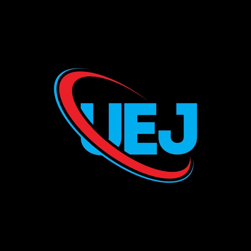 logotipo de uej. carta uej. diseño del logotipo de la letra uej. logotipo de iniciales uej vinculado con círculo y logotipo de monograma en mayúsculas. tipografía uej para tecnología, negocios y marca inmobiliaria. vector