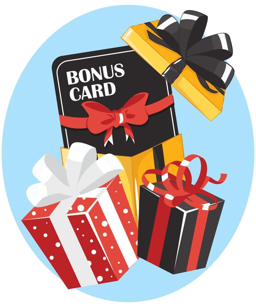 Gift box with bonus card vector