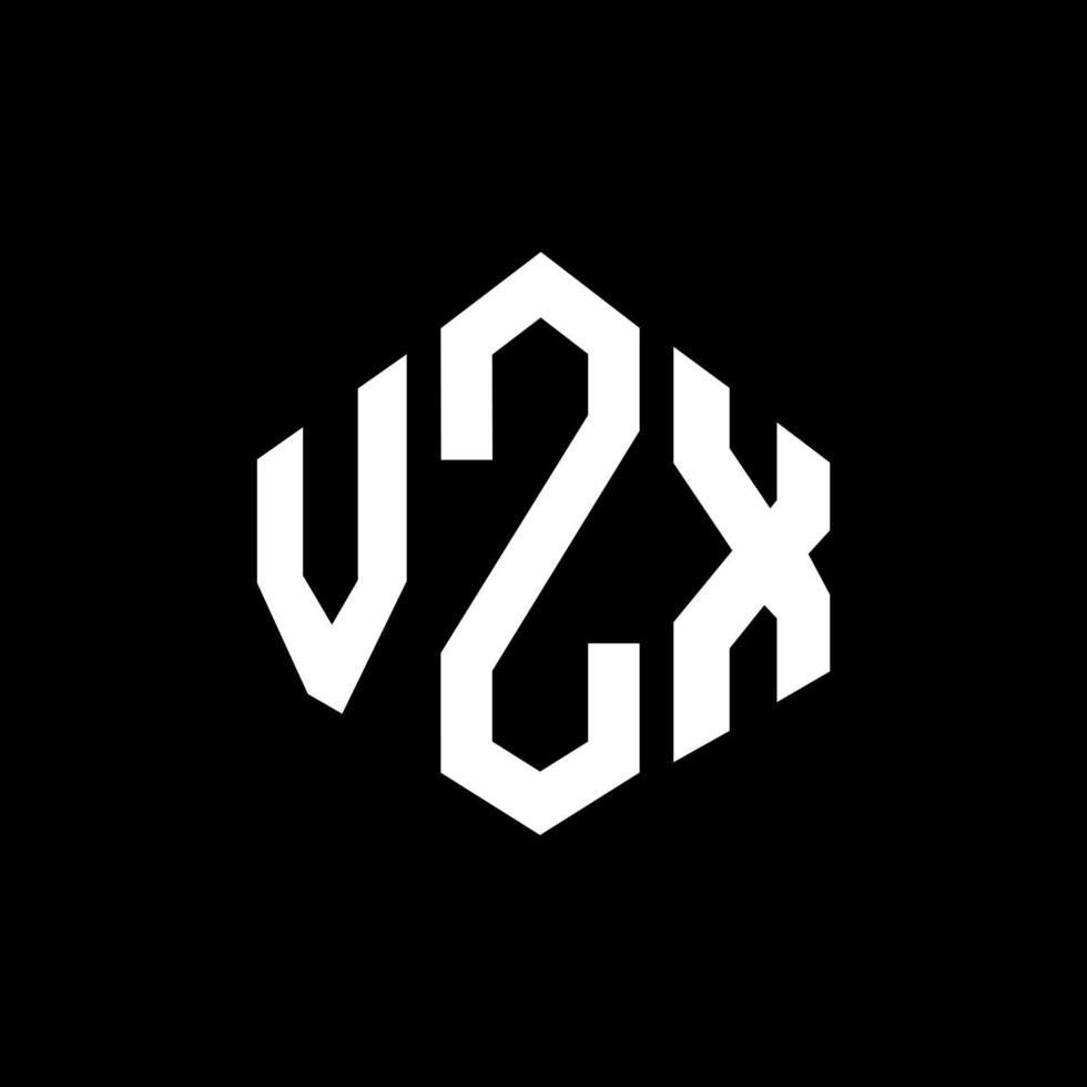VZX letter logo design with polygon shape. VZX polygon and cube shape logo design. VZX hexagon vector logo template white and black colors. VZX monogram, business and real estate logo.