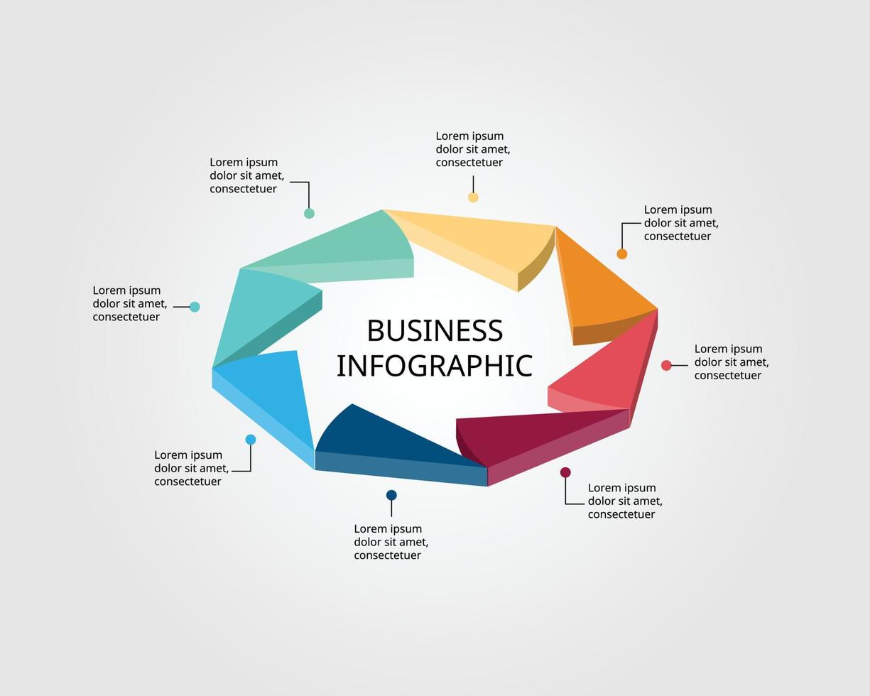 triangle chart template for infographic for presentation for 8 element vector