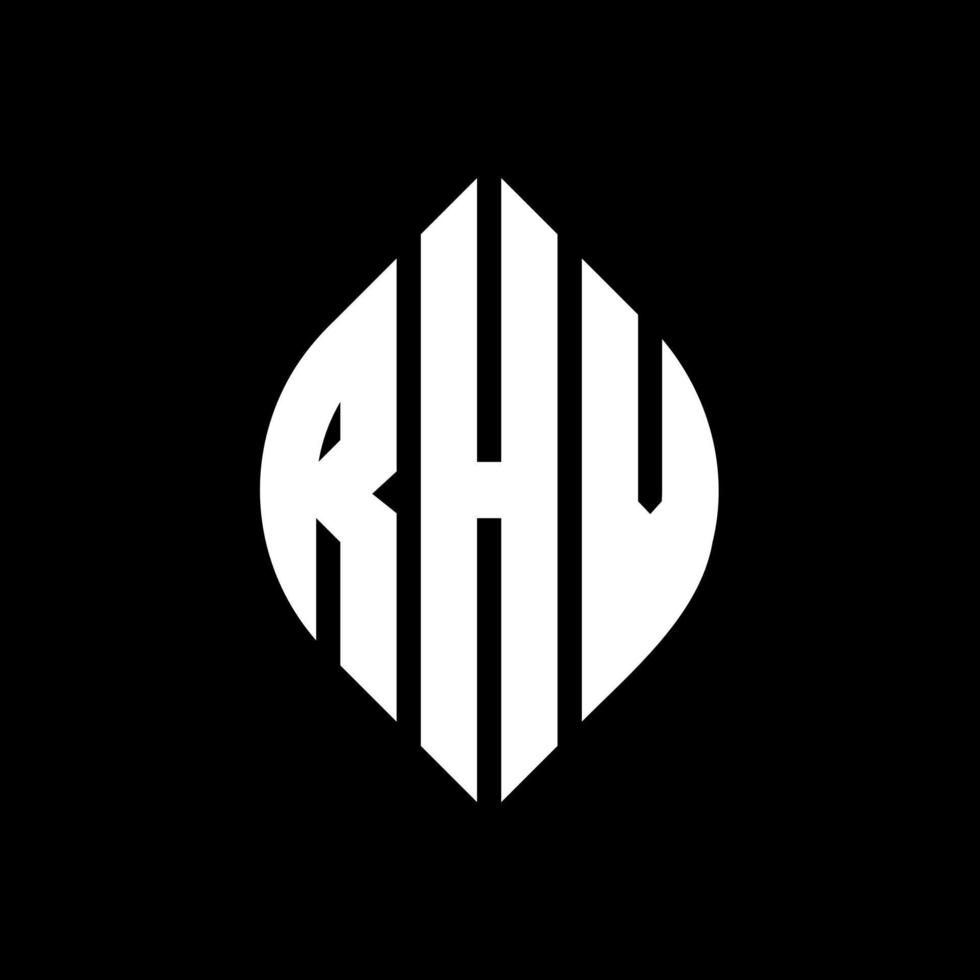 diseño de logotipo de letra de círculo rhv con forma de círculo y elipse. letras elipses rhv con estilo tipográfico. las tres iniciales forman un logo circular. vector de marca de letra de monograma abstracto del emblema del círculo rhv.