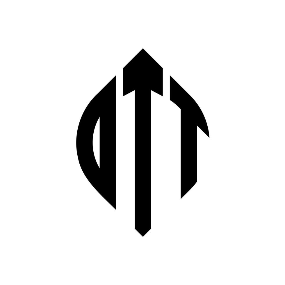diseño de logotipo de letra de círculo ott con forma de círculo y elipse. ott elipse letras con estilo tipográfico. las tres iniciales forman un logo circular. vector de marca de letra de monograma abstracto del emblema del círculo ott.