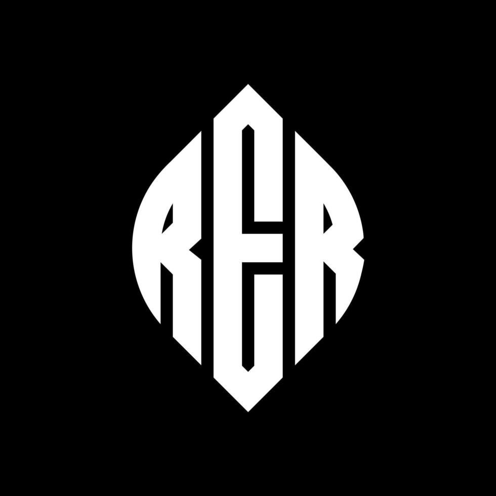 RER circle letter logo design with circle and ellipse shape. RER ellipse letters with typographic style. The three initials form a circle logo. RER Circle Emblem Abstract Monogram Letter Mark Vector. vector