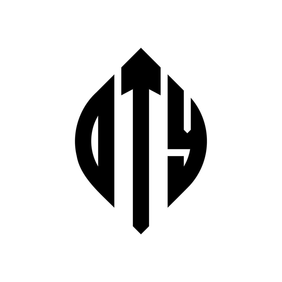 diseño de logotipo de letra de círculo oty con forma de círculo y elipse. oty letras elipses con estilo tipográfico. las tres iniciales forman un logo circular. vector de marca de letra de monograma abstracto del emblema del círculo oty.