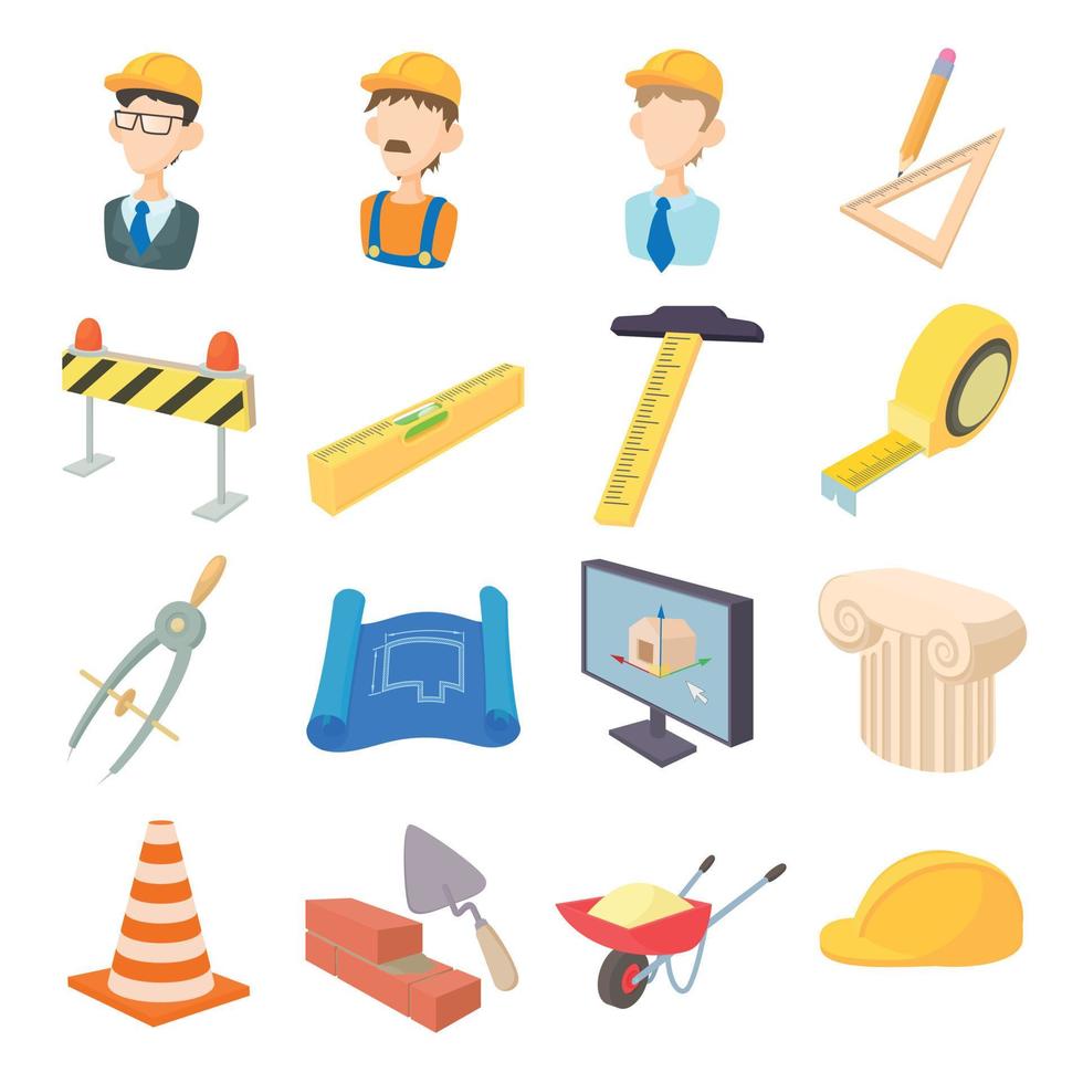 conjunto de iconos de herramientas de trabajo de reparación y construcción vector
