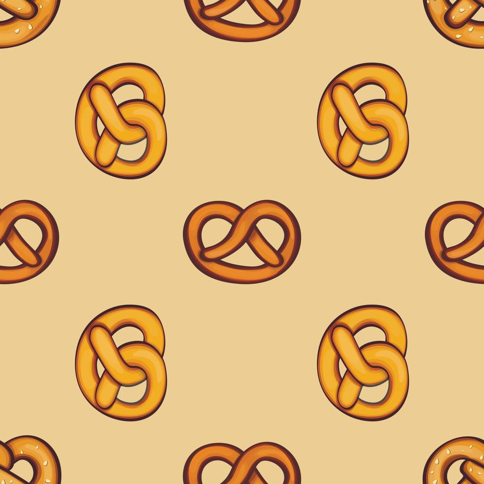 Fresh pretzel pattern, cartoon style vector