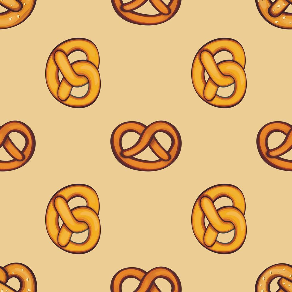 patrón de pretzel fresco, estilo de dibujos animados vector