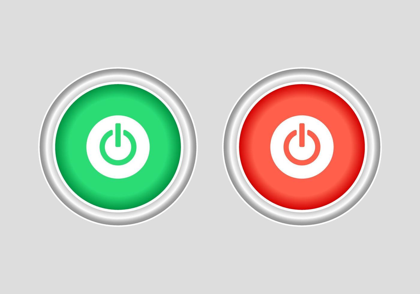 On and off push buttons icon red and green. On-Off switch symbol, the power button, standby mode pictogram vector