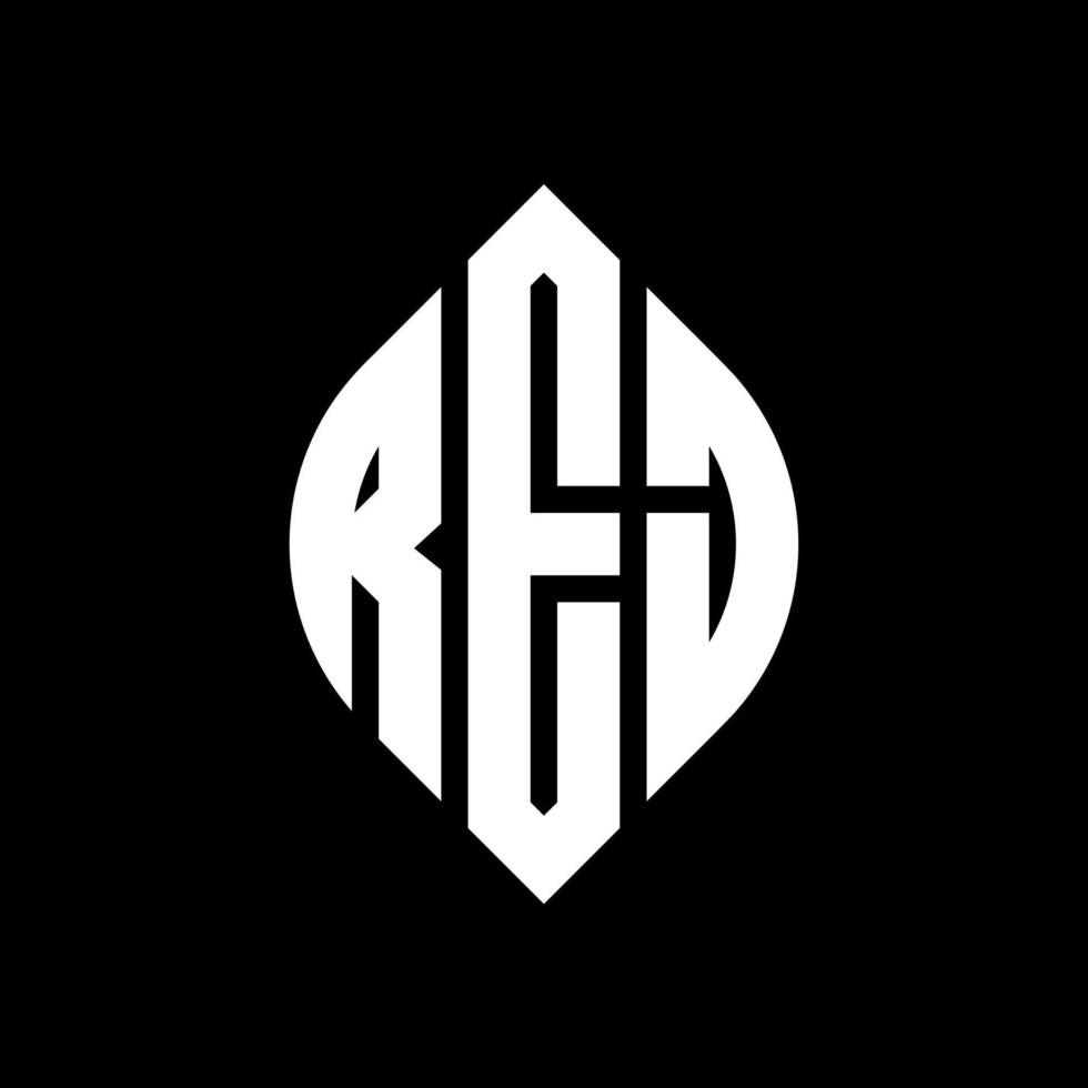 REJ circle letter logo design with circle and ellipse shape. REJ ellipse letters with typographic style. The three initials form a circle logo. REJ Circle Emblem Abstract Monogram Letter Mark Vector. vector