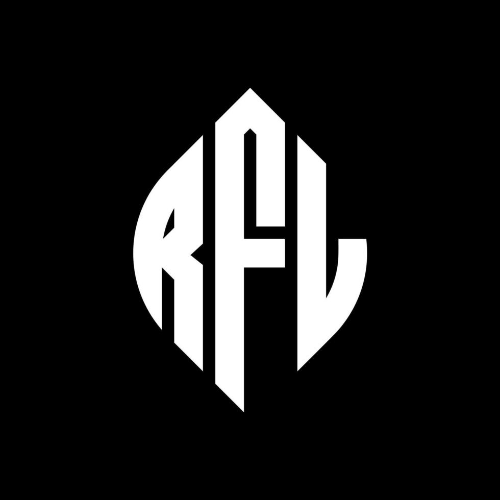 RFL circle letter logo design with circle and ellipse shape. RFL ellipse letters with typographic style. The three initials form a circle logo. RFL Circle Emblem Abstract Monogram Letter Mark Vector. vector