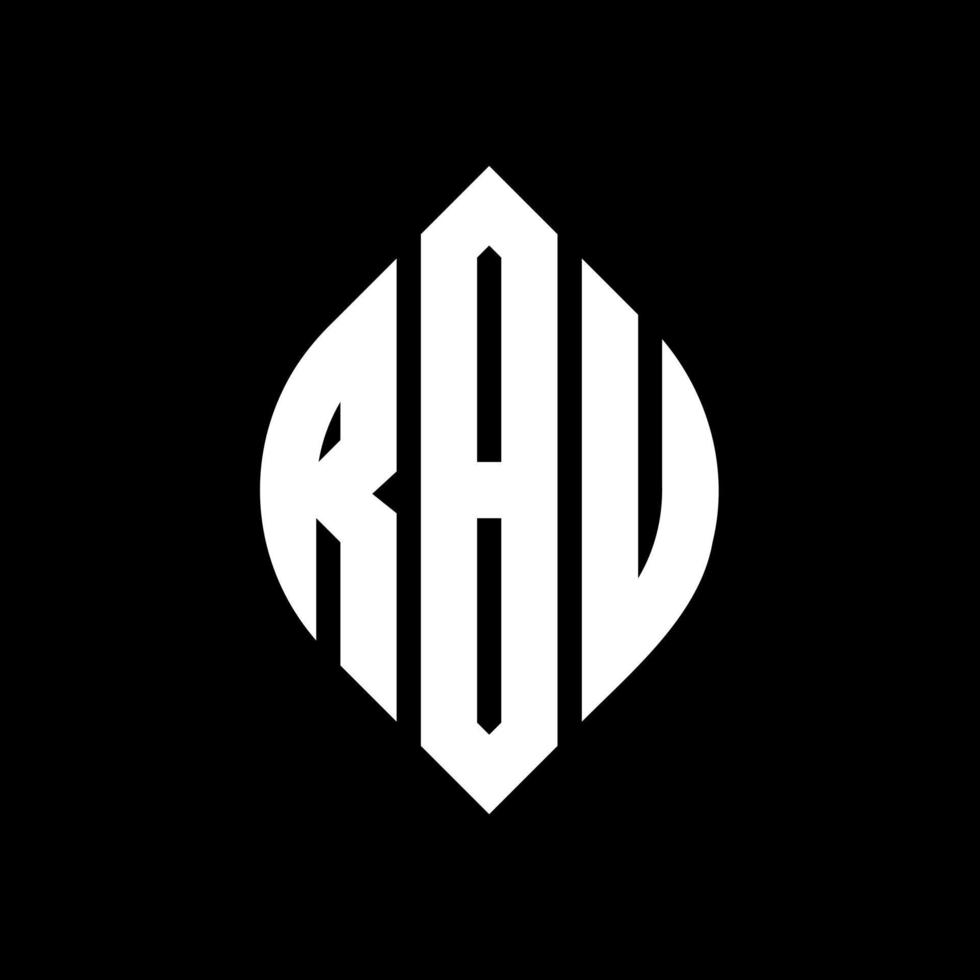 RBU circle letter logo design with circle and ellipse shape. RBU ellipse letters with typographic style. The three initials form a circle logo. RBU Circle Emblem Abstract Monogram Letter Mark Vector. vector