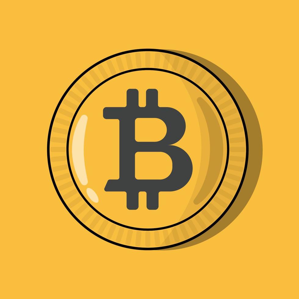 Cryptocurrency Bitcoin logo and flat vector icon illustration
