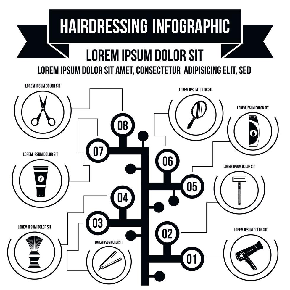 infografía de peluquería, estilo simple vector