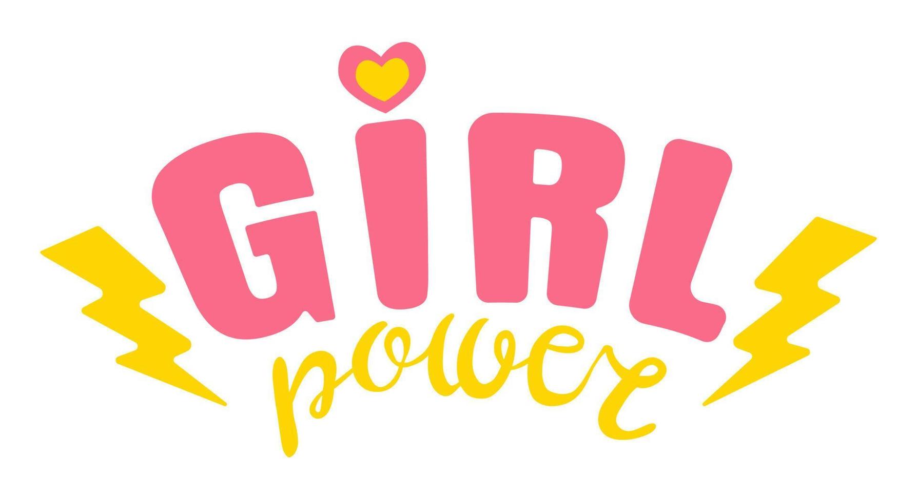 cartel de girl power con cinta rosa vector