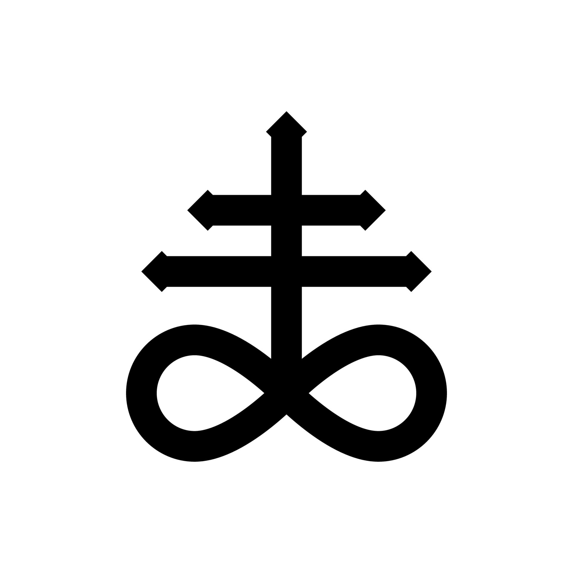 Leviathan cross, the alchemical symbol of sulfur flat vector icon for