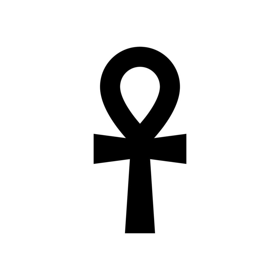 Ankh symbol, ancient egyptian amulet, yellow icon color, vector illustration