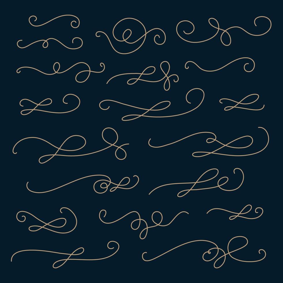 Vintage flourish decorative art set. Swirl Frames. Vector illustration