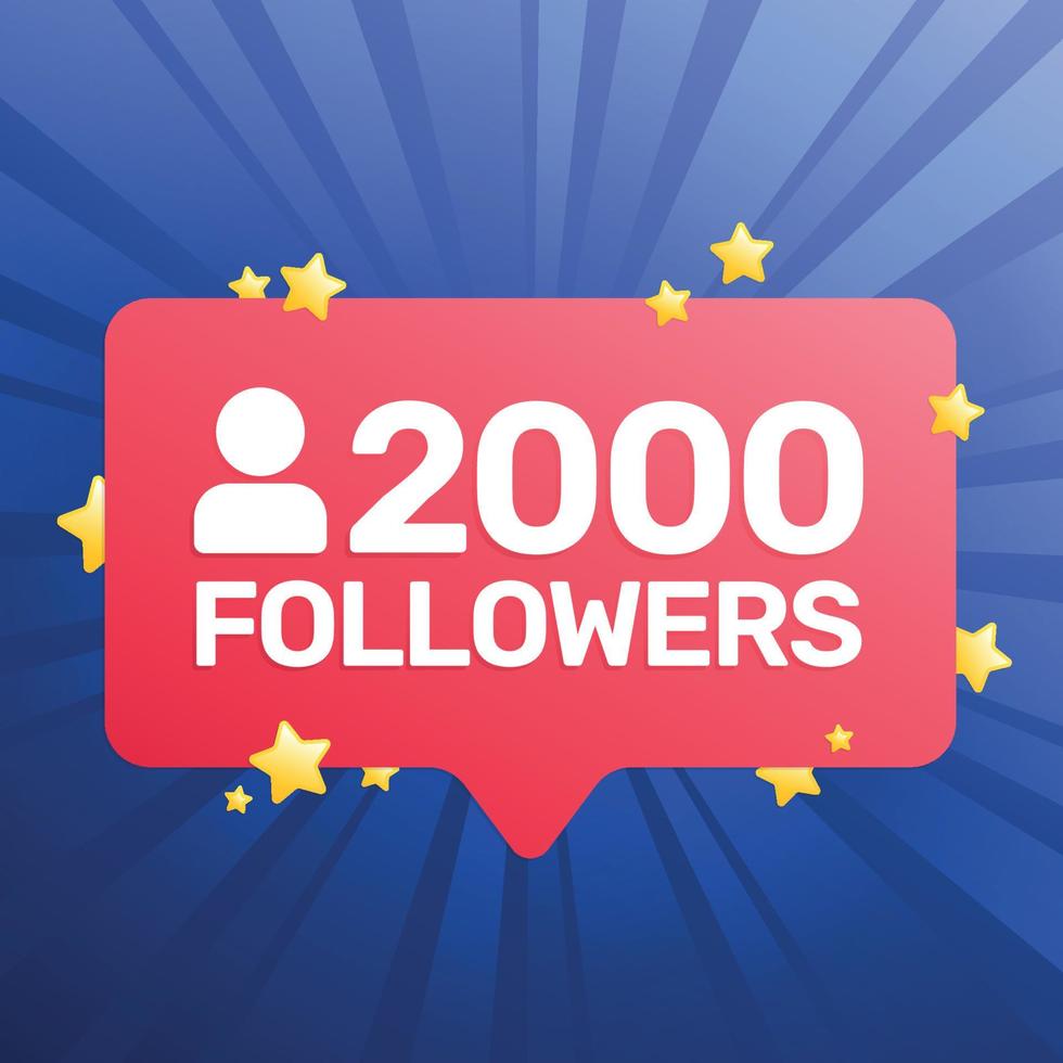 2000 followers banner, poster, congratulation card for social network. Celebrate 10k followers. Vector illustration