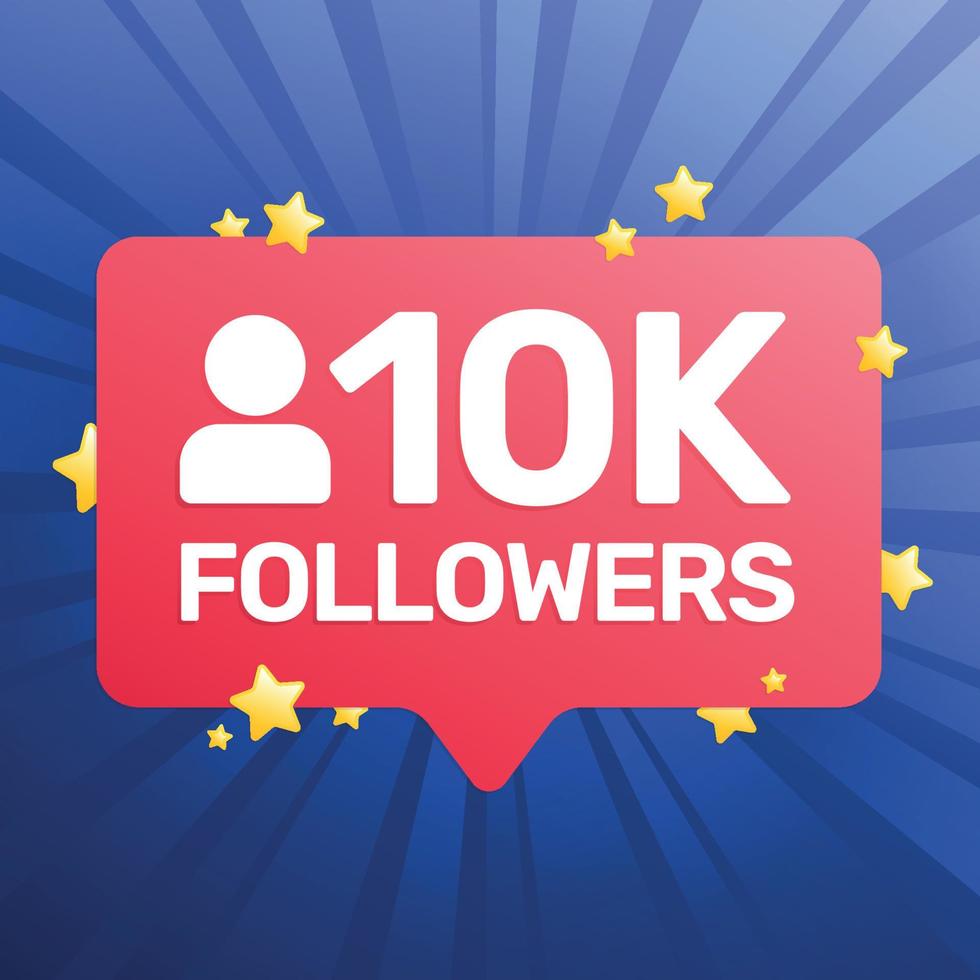 10000 followers banner, poster, congratulation card for social network. Celebrate 10k followers. Vector illustration