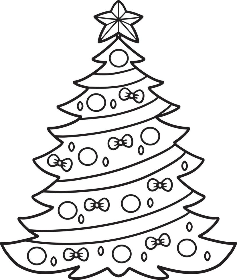 árbol de navidad aislado página para colorear vector