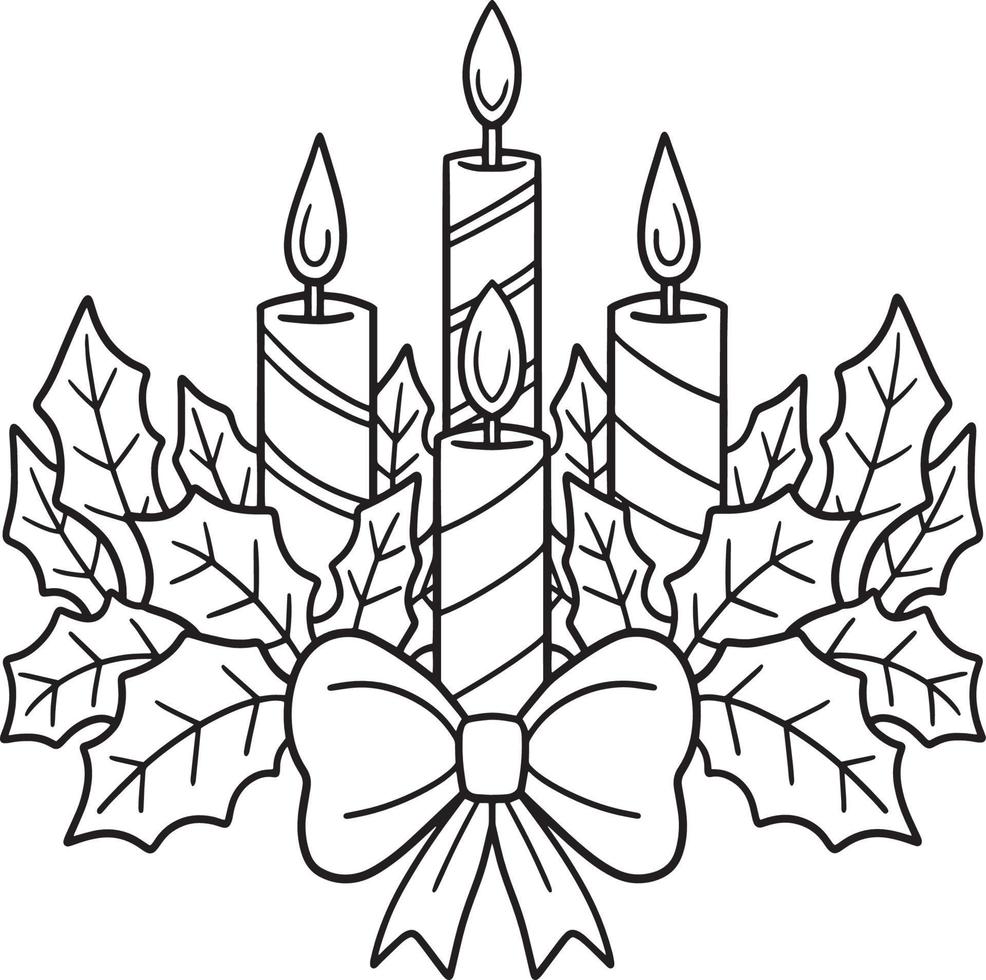 velas de navidad aislado página para colorear vector