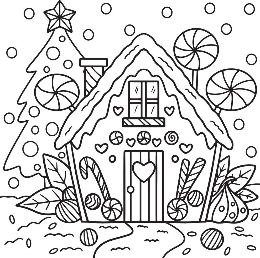 Christmas Gingerbread House Coloring Page 8944079 Vector Art At Vecteezy Christmas Gingerbread House Coloring Page 8944079 Vector Art At Vecteezy