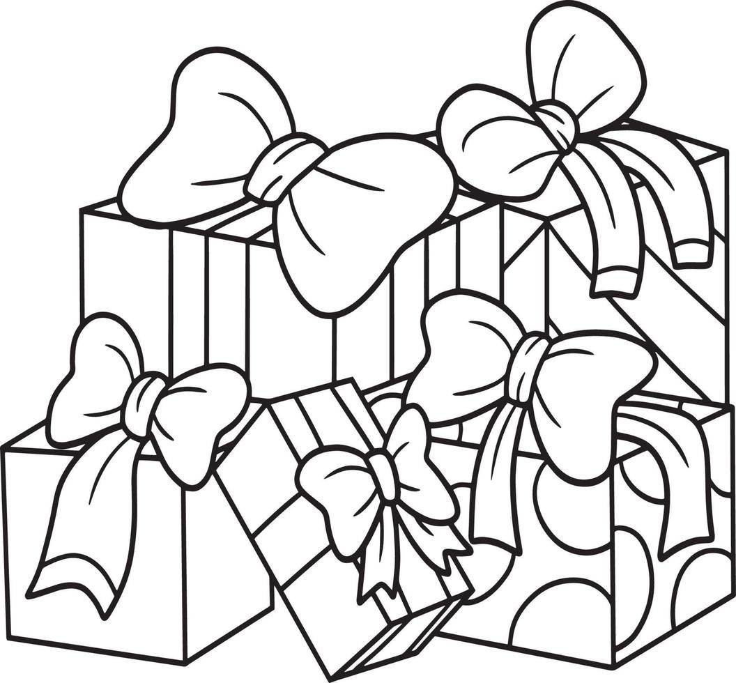 Christmas Gifts Isolated Coloring Page for Kids vector