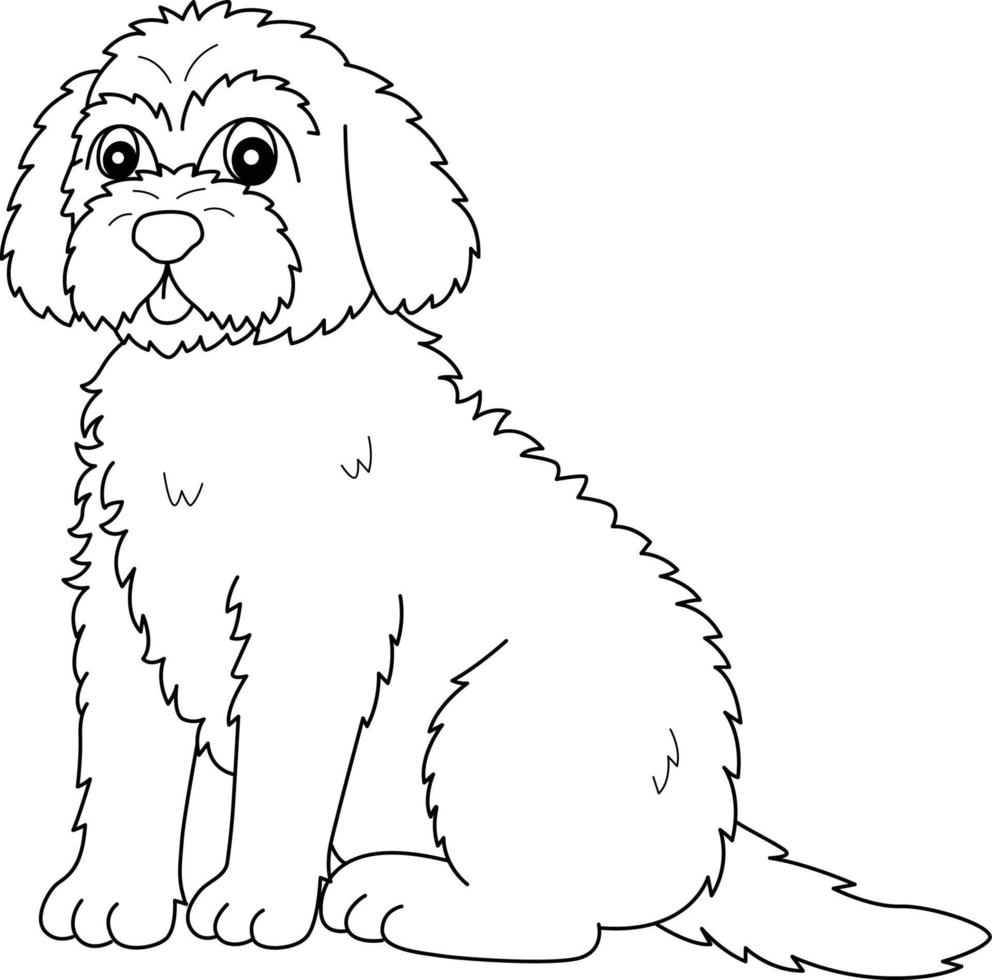 Goldendoodle perro aislado página para colorear para niños vector