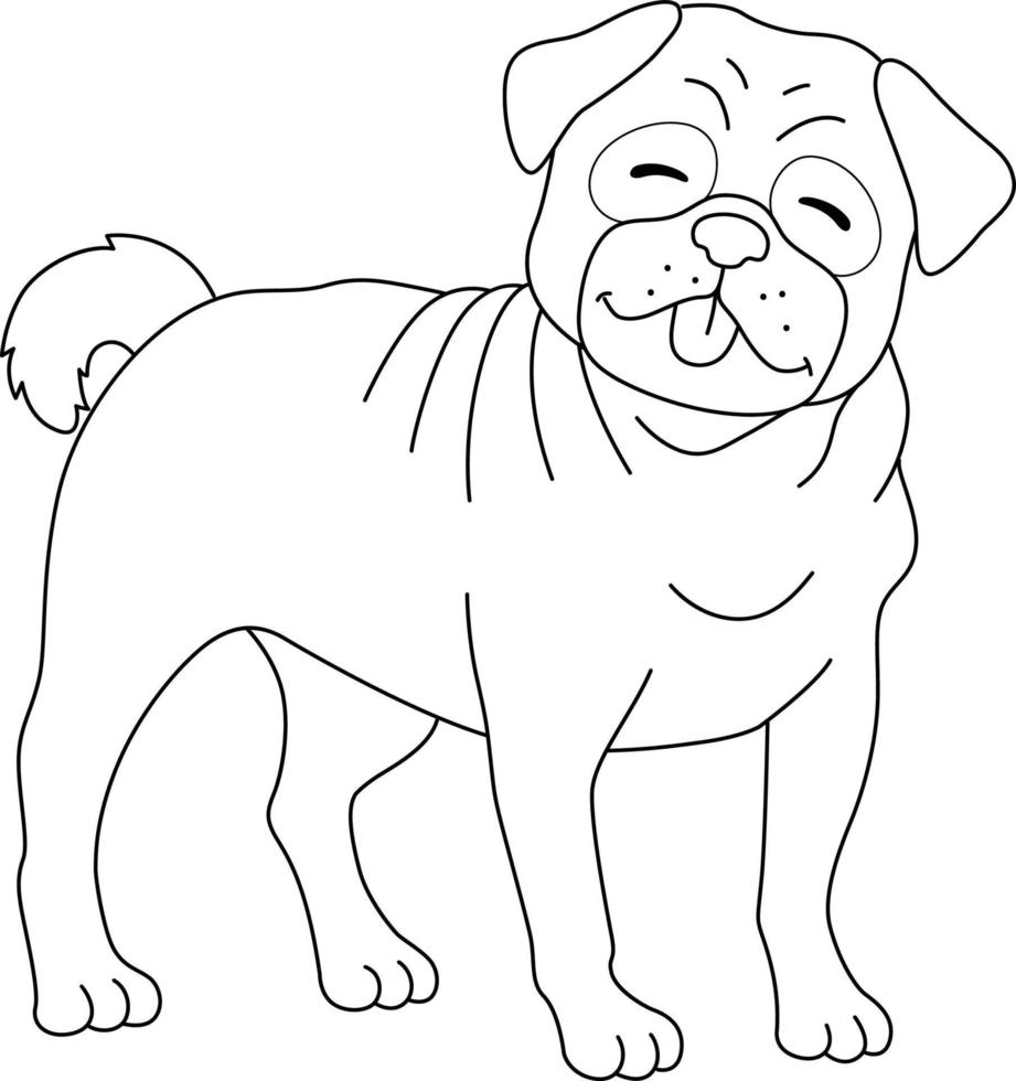 Pug Dog Isolated Coloring Page for Kids vector