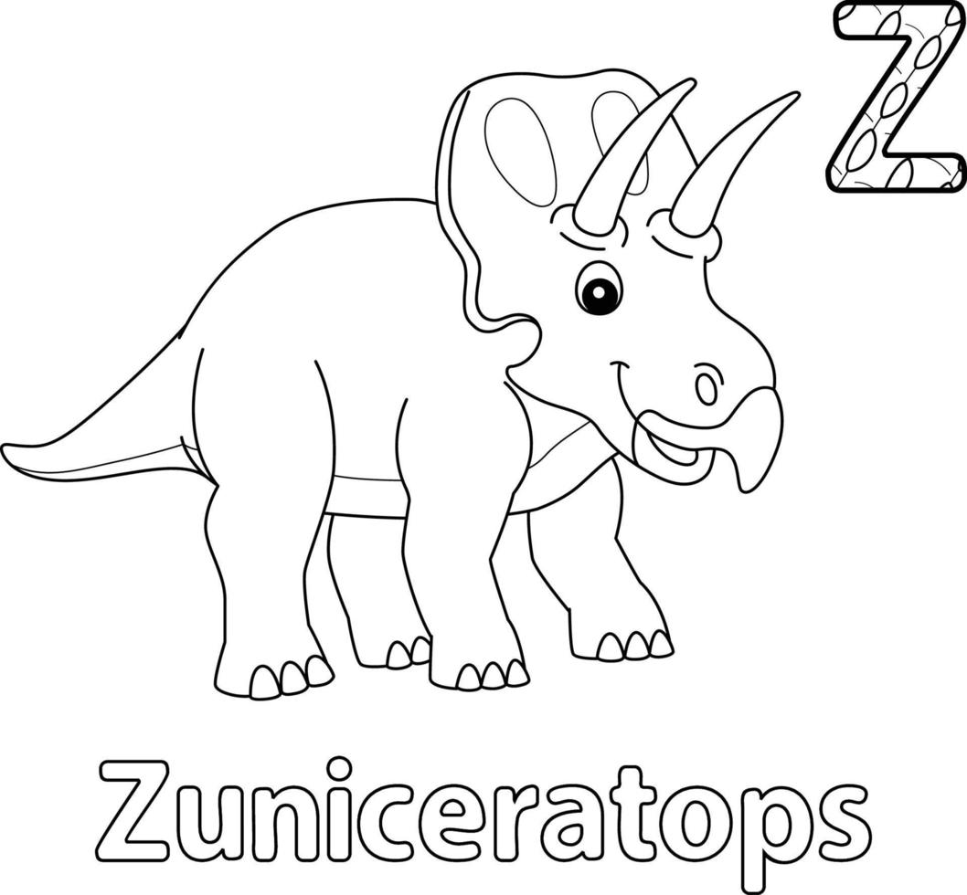 Zuniceratops Alphabet Dinosaur ABC Coloring Page Z vector