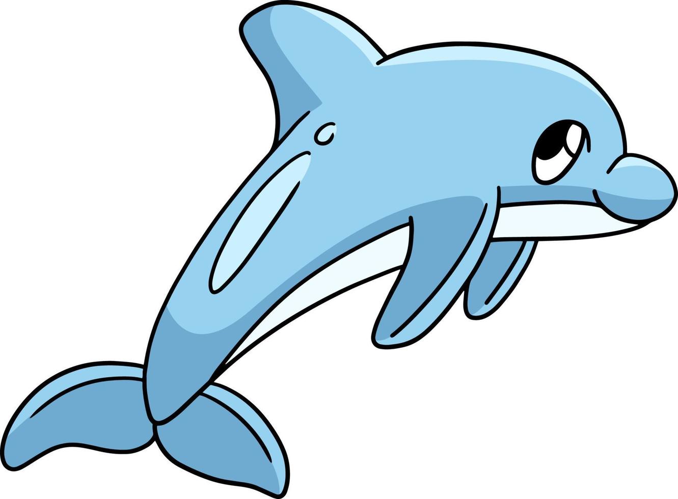 Dolphin Cartoon Colored Clipart Illustration vector