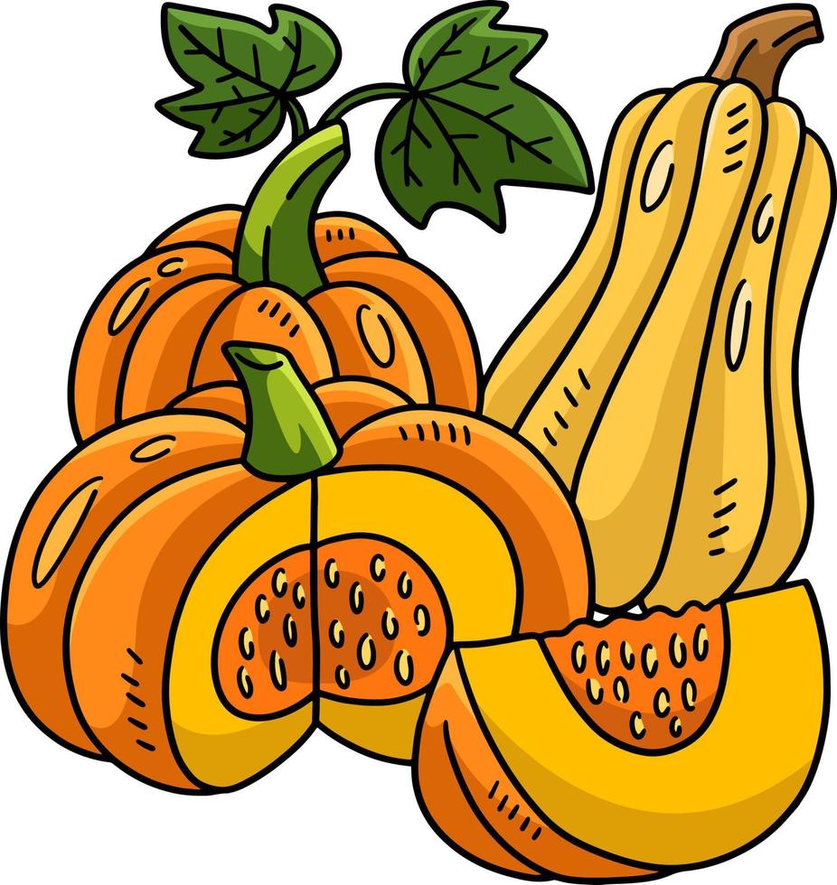 Thanksgiving Pumpkin Cartoon Colored Clipart vector