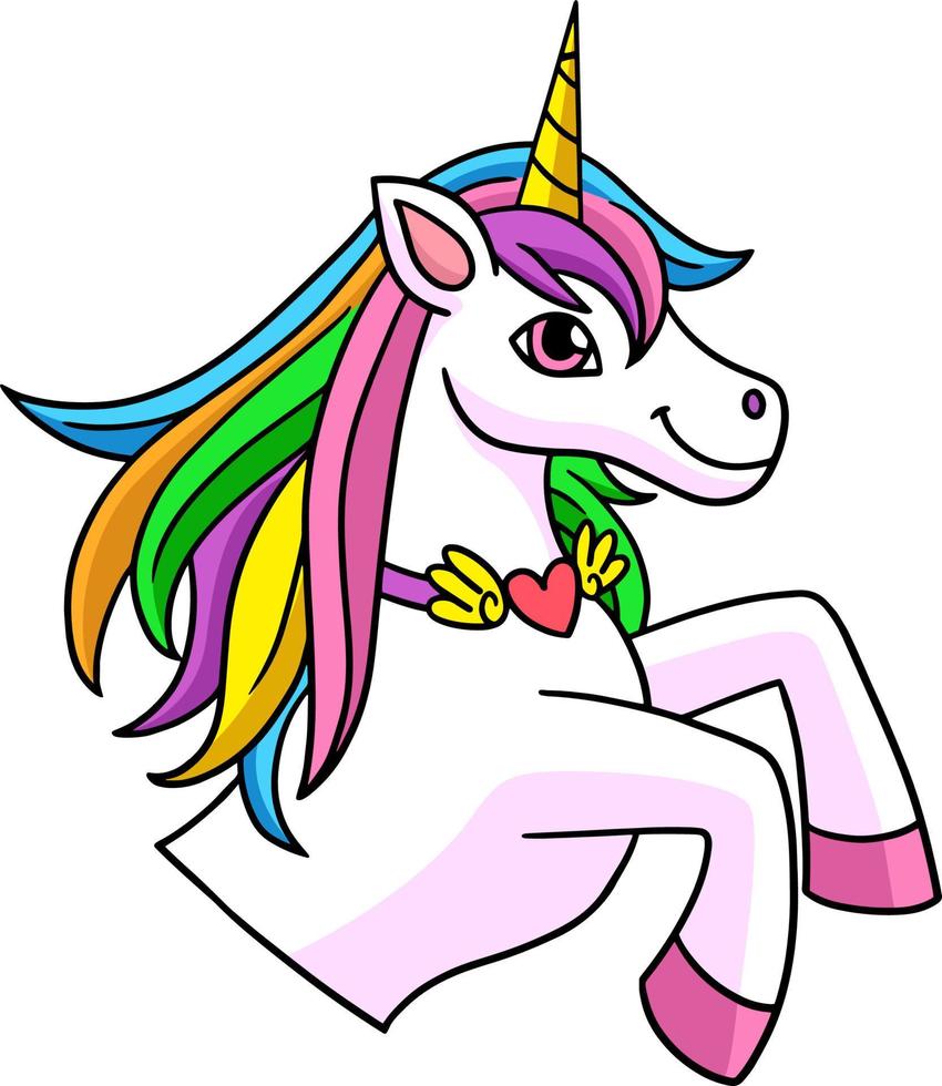 Unicorn Cartoon Colored Clipart Illustration vector