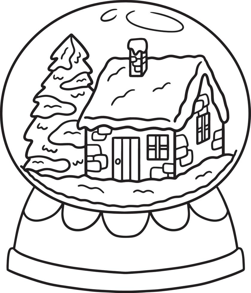 bola de nieve de navidad aislado página para colorear vector