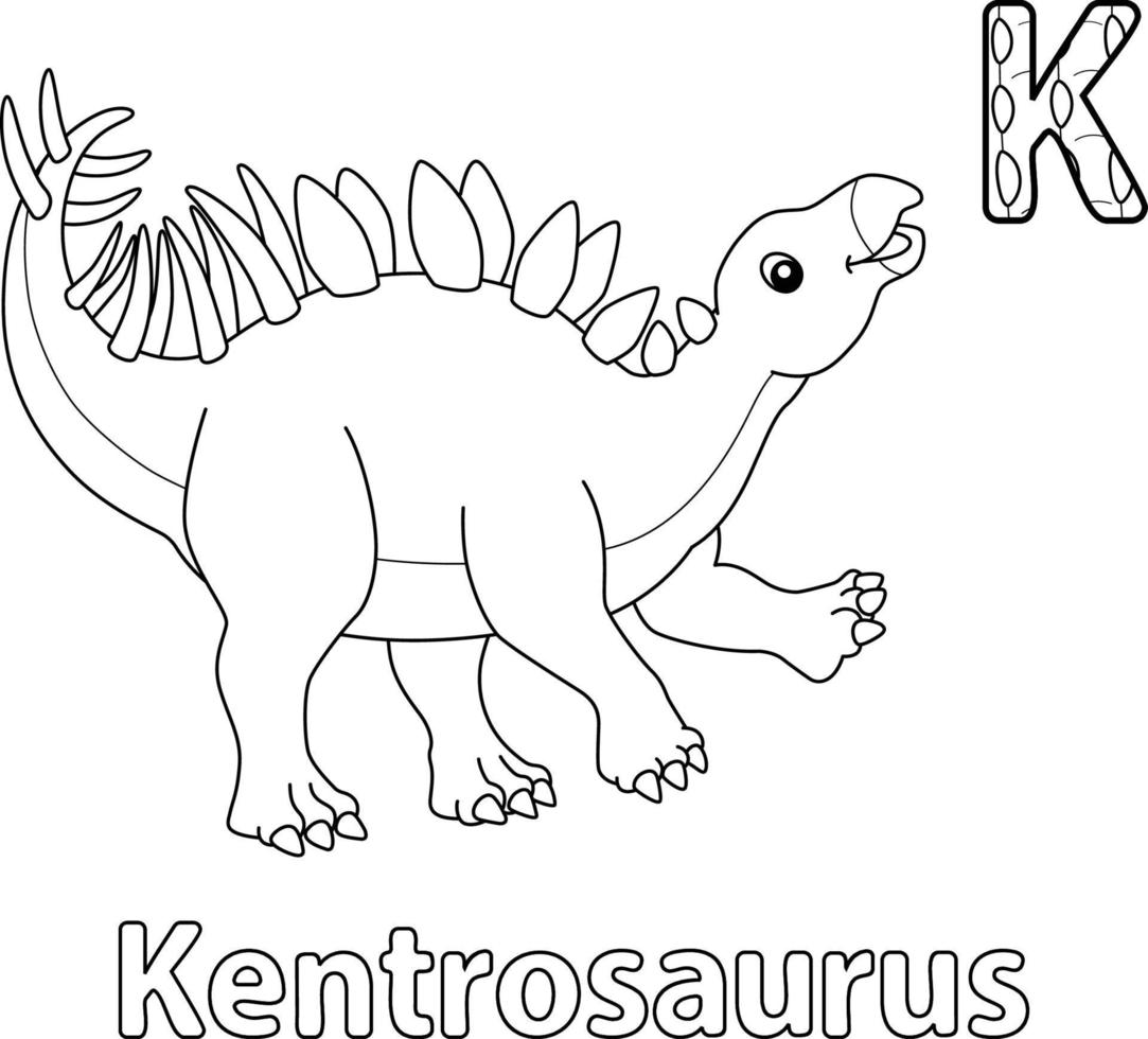 Kentrosaurus Alphabet Dinosaur ABC Coloring Page K vector