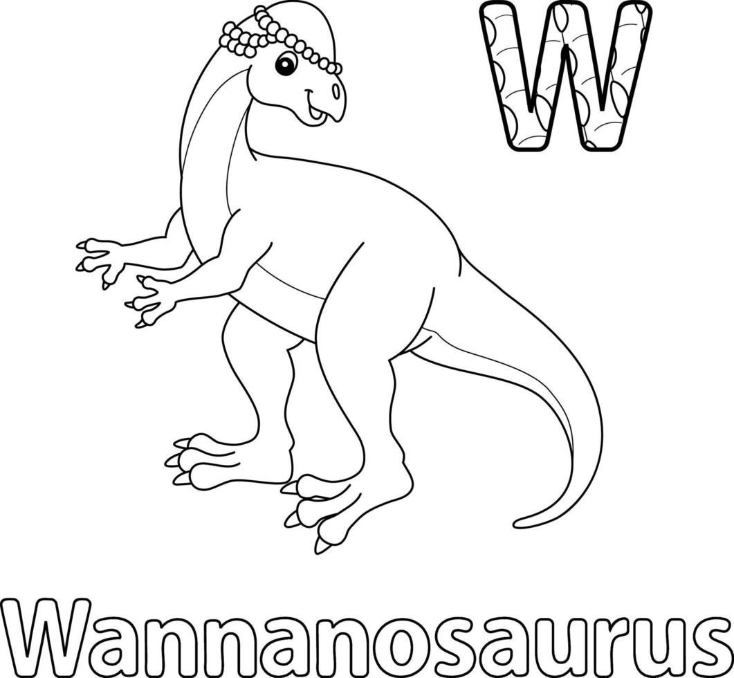 Wannanosaurus Alphabet ABC Coloring Page W vector