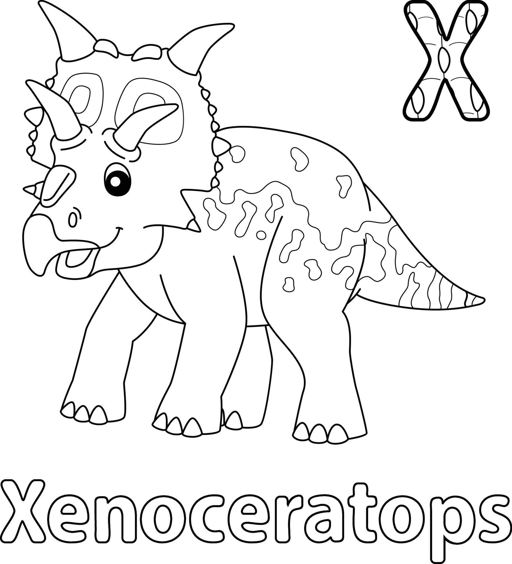 Xenoceratops Alphabet Dinosaur ABC Coloring Page X 8944232 Vector Art