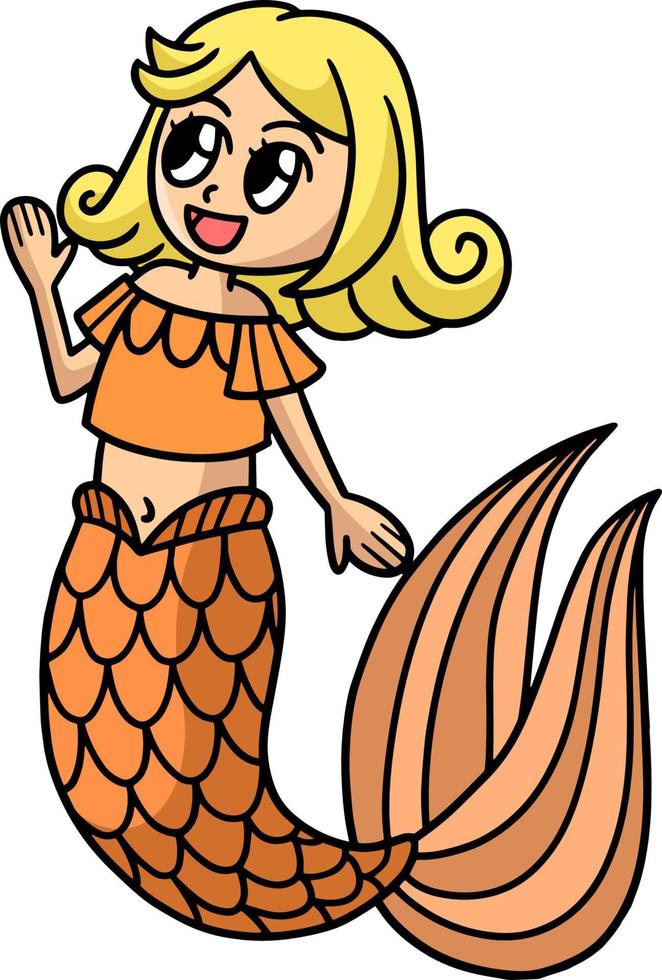 Talking Mermaid Cartoon Colored Clipart vector