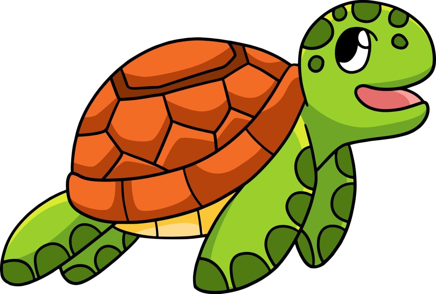 Sea Turtle Cartoon Colored Clipart Illustration vector