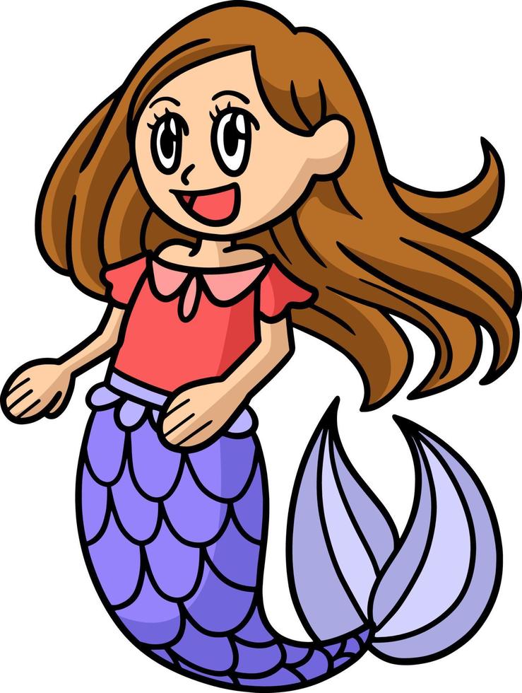 Beautiful Mermaid Cartoon Colored Clipart vector