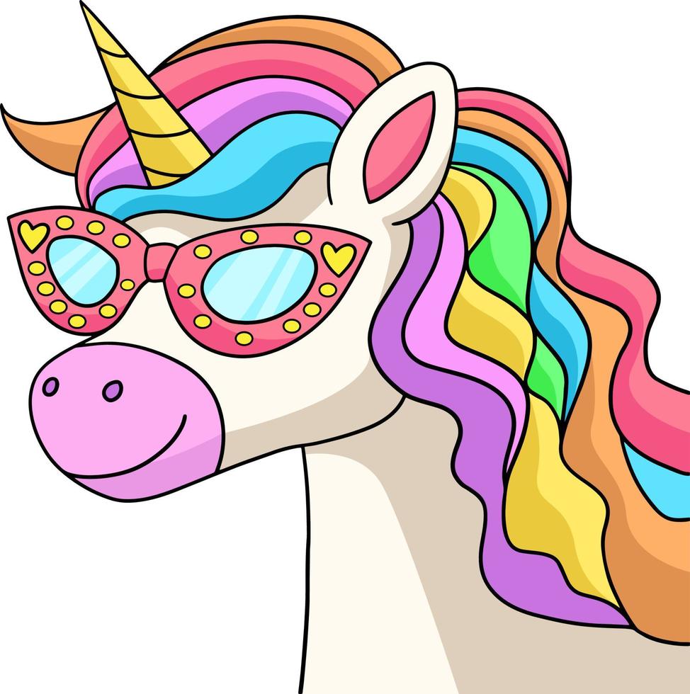 unicornio con gafas de sol clipart de dibujos animados vector