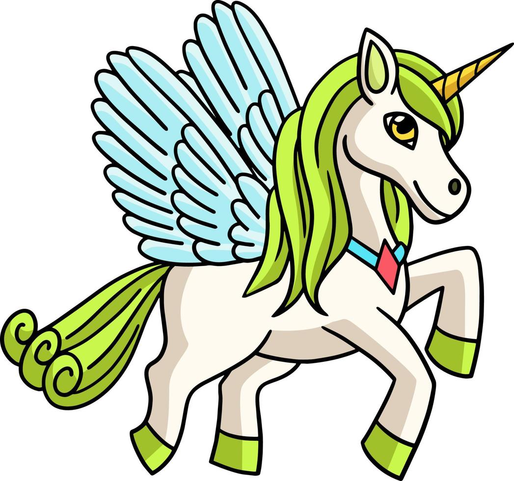 Flying Unicorn Cartoon Colored Clipart vector