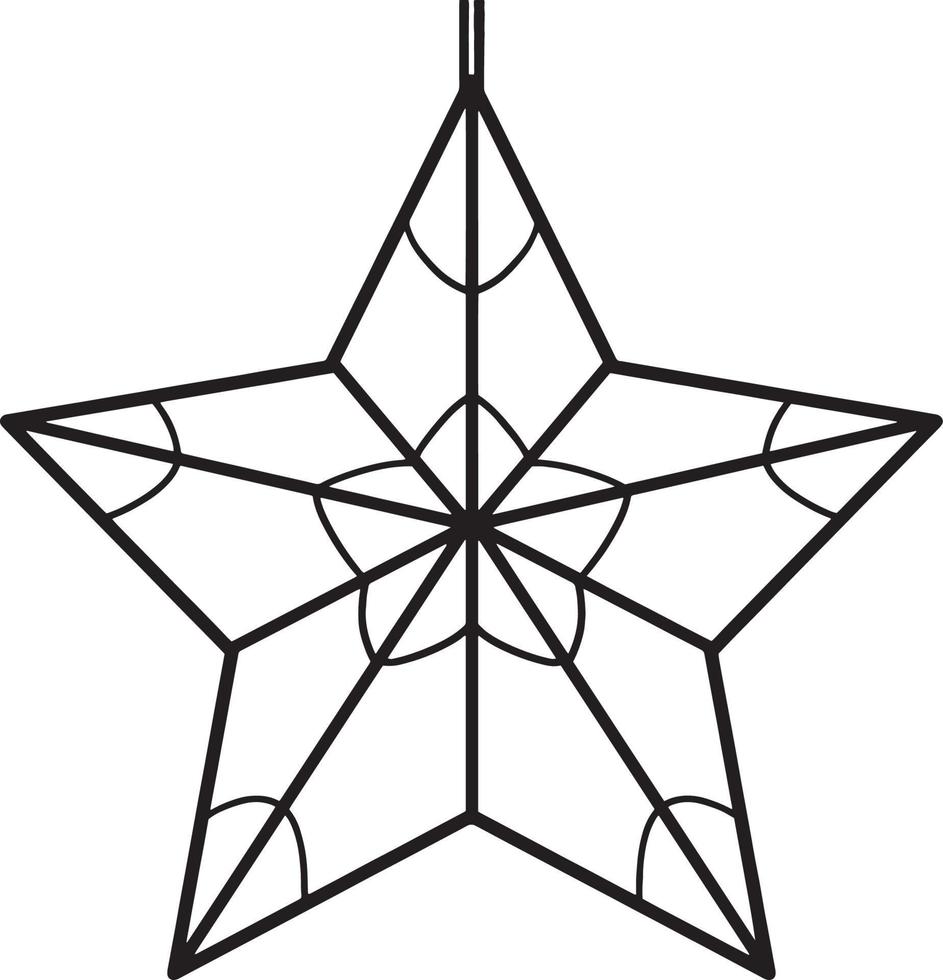 Christmas Star Isolated Coloring Page for Kids vector